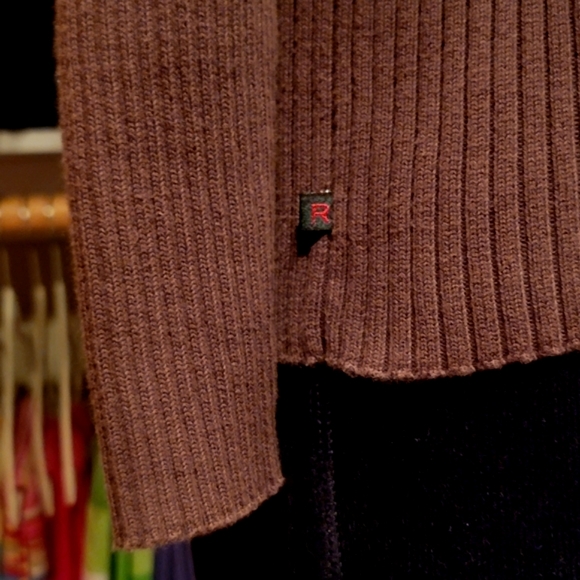 RALPH LAUREN ♡ Gorgeous Vintage Brown V Neck 'n Back Wide Ribbed Knit Sweater S - Picture 12 of 15